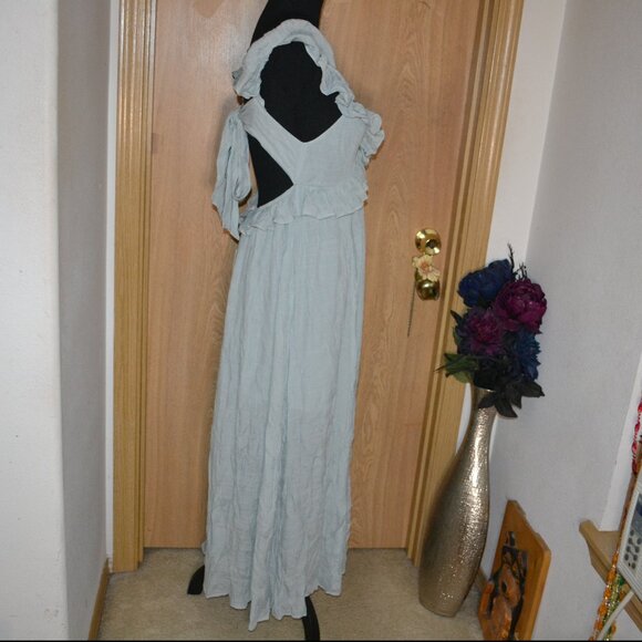 NWT Flawless Ruffle Tie Back Boho Beachy Wedding Guess Maxi Dress - Picture 9 of 11